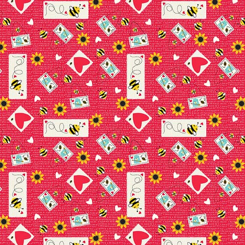 Honey Bee Gnomes - TossedStickers - Red - tossed sunflowers, bees and stick