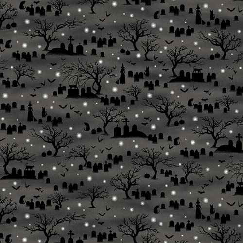 Midnight Magic - Graveyard - Black/charcoal - silhouettes on charcoal gray