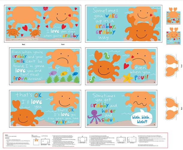 Huggable & Loveable XII - PANEL 1 yd.- BOOK - I Love you even when you're crabby (127)