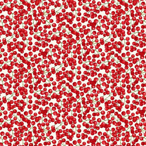 Holly Berry Park - Berries - Cream - bright red berries on cream