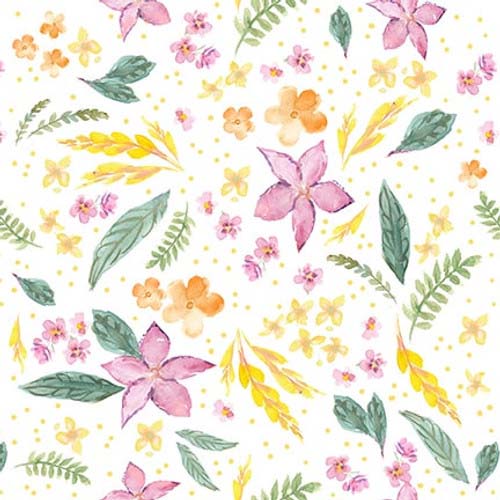 All Big Things Start Small -Floral - Multi - pink & yellow flowers on white