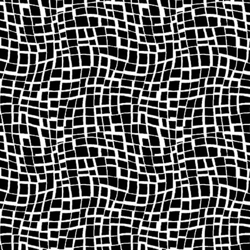 All or Nothing - Wavy Grid - Black/White - white wavy mosaic on black