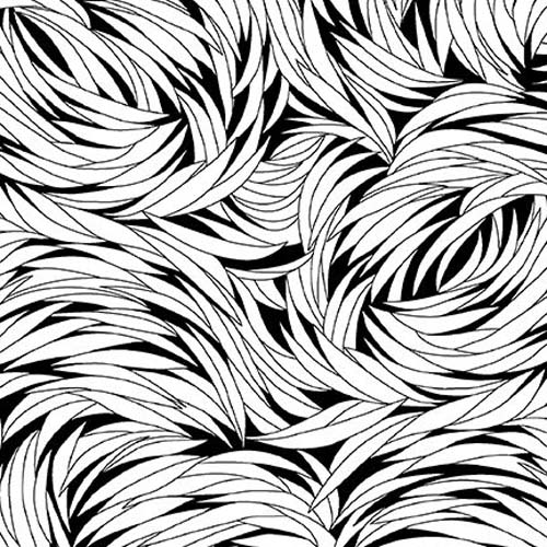 All or Nothing - Medium Swirl- White/Black - white feathery swirls on black