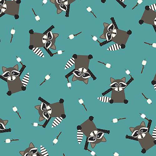 Camping Gnomes - Marshmallow Raccoons - Blue Teal - Raccoons w/marshmallows