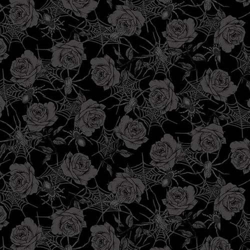 Fear Factory - Rose & Spider Toss - Black gray roses & spiders on black