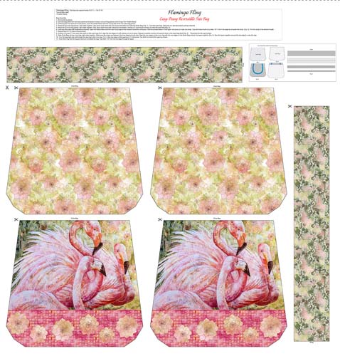 Flamingo Fling - PANEL approx. 45 inches. - shopping bag