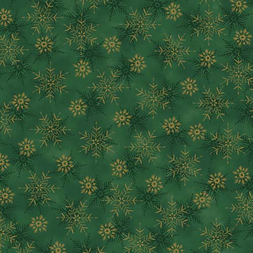 We Love Christmas - Small Snowflake - Green/Gold- green & gold metallic on green