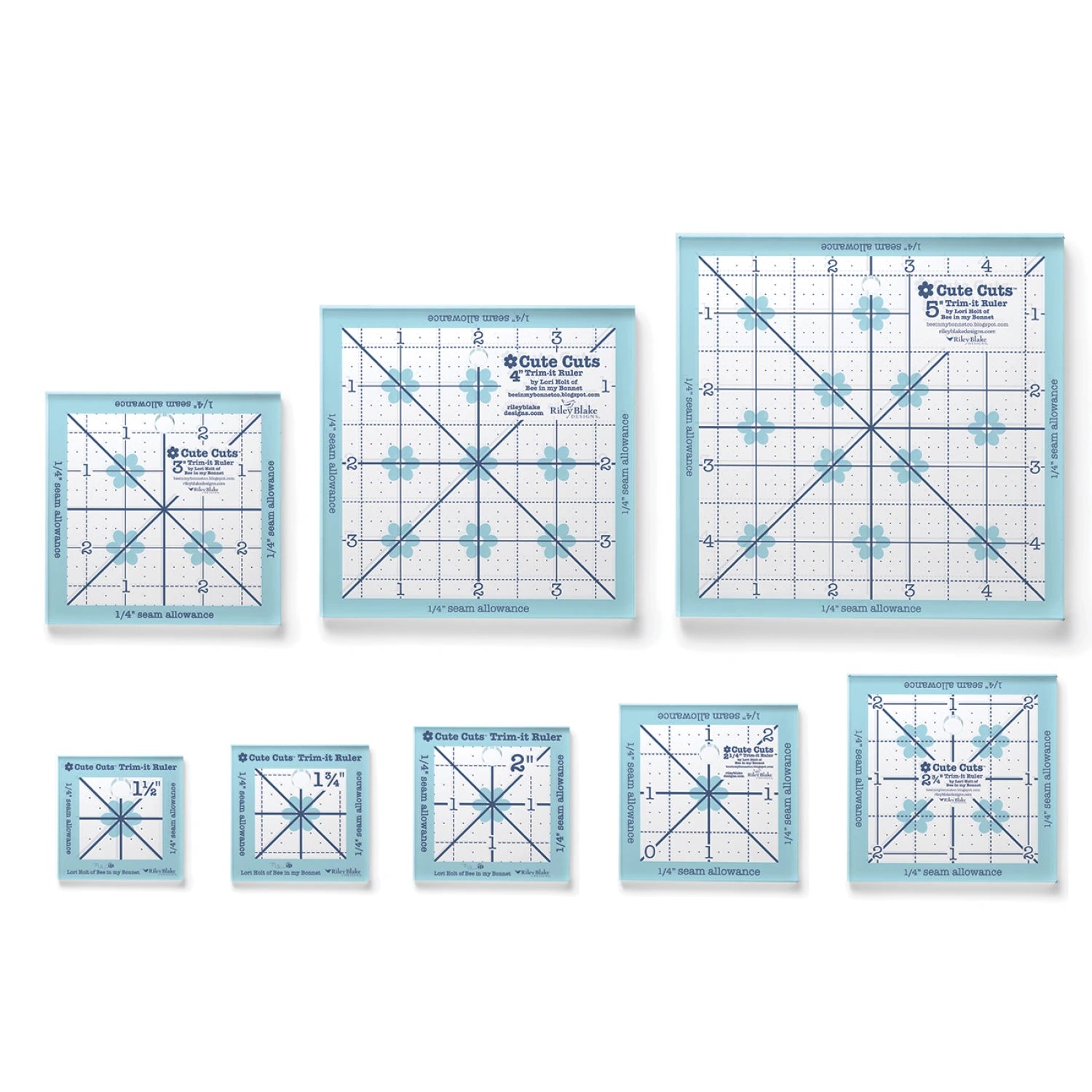 Cute Cuts Trim it - Ruler Set set of 8 in-between size square rulers- Lori Holt