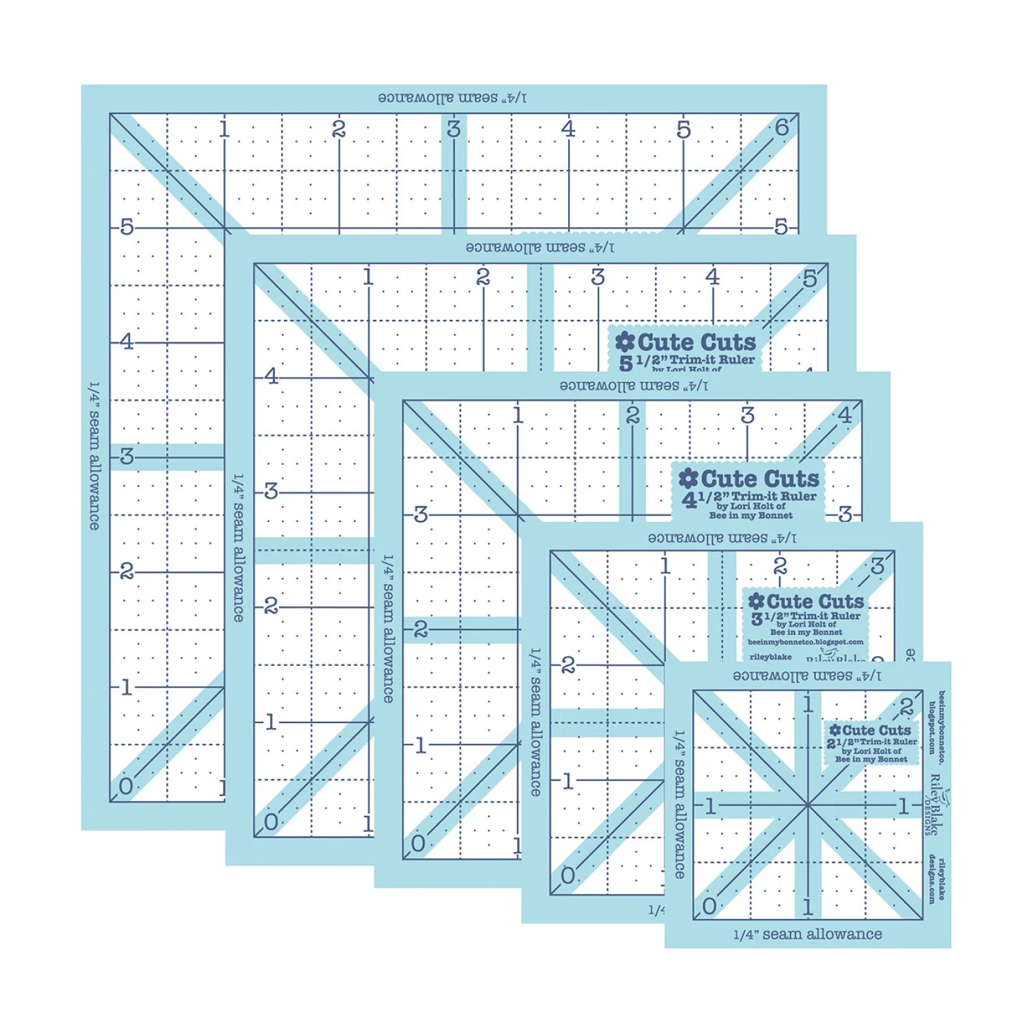 Cute Cuts Trim it - Ruler Set set of 5 square rulers - Lori Holt