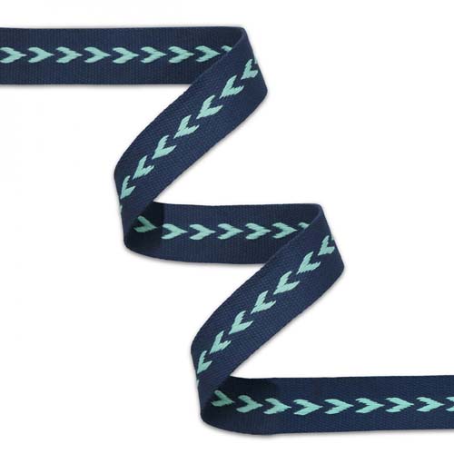 Sallie Tomato - Arrow Webbing Navy w/ aqua - 1.5 inch webbing  - 3 yds.