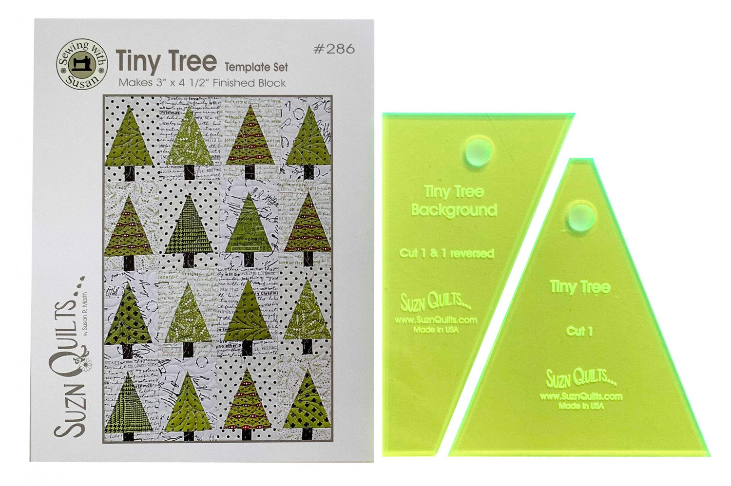 Tiny Tree Template Set -By Suzn Quilts - Makes 3" X  4 1/2" Finished Block