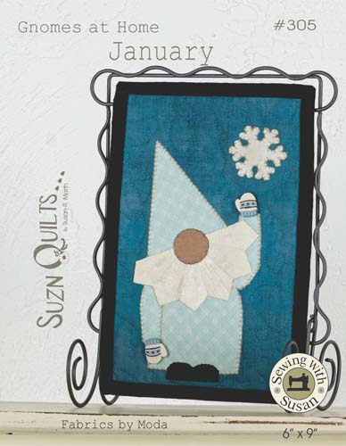Gnomes at Home - January -#305- Suzn Quilts - Includes Button - 6" X 9"