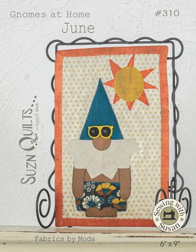 Gnomes at Home - June -#310- Suzn Quilts - Includes Button - 6" X 9"
