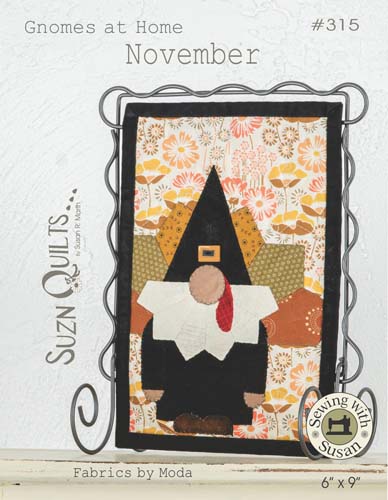 Gnomes at Home - November-#315- Suzn Quilts - Includes Button - 6" X 9"