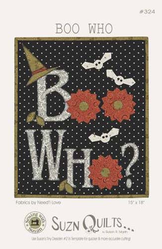 Boo Who?- 15 x 18 wall hanging - Suzn Quilts #324 - uses tiny dresden template
