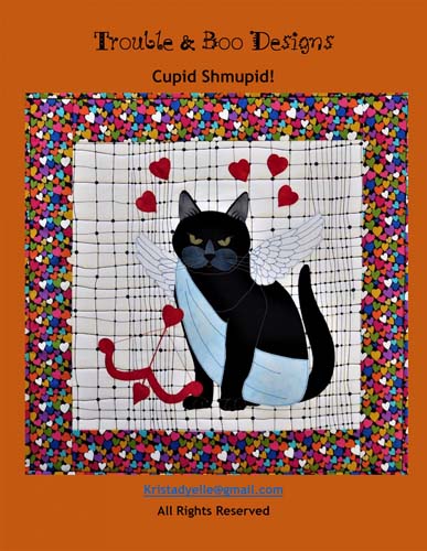 Cupid Shmupid! - wall hanging 18x18 - Trouble & Boo Designs TB2845 - Cat