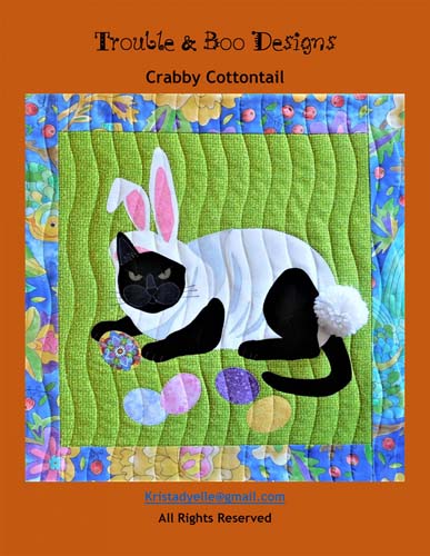 Crabby Cottontail-wall hanging 19x19 - Trouble & Boo Designs TB2906 - Cat