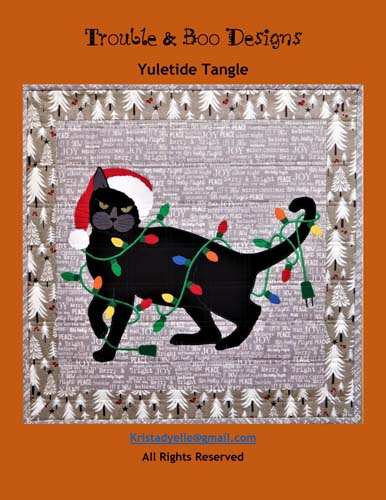 Yuletide Tangle Pattern - wall hanging 17x17 - Trouble & Boo Designs TB2999 - Cat