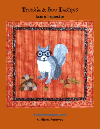 Acorn Inspector - wall hanging 18x18 - Trouble & Boo Designs TB3386 squirrel