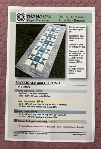 Chained Ohio Star Runner Thangles Pattern - 3" Q Strips