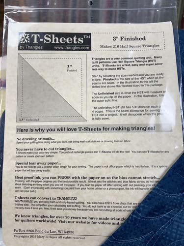 Thangles T-Sheets 3" TS3 paper makes 216 HSTs