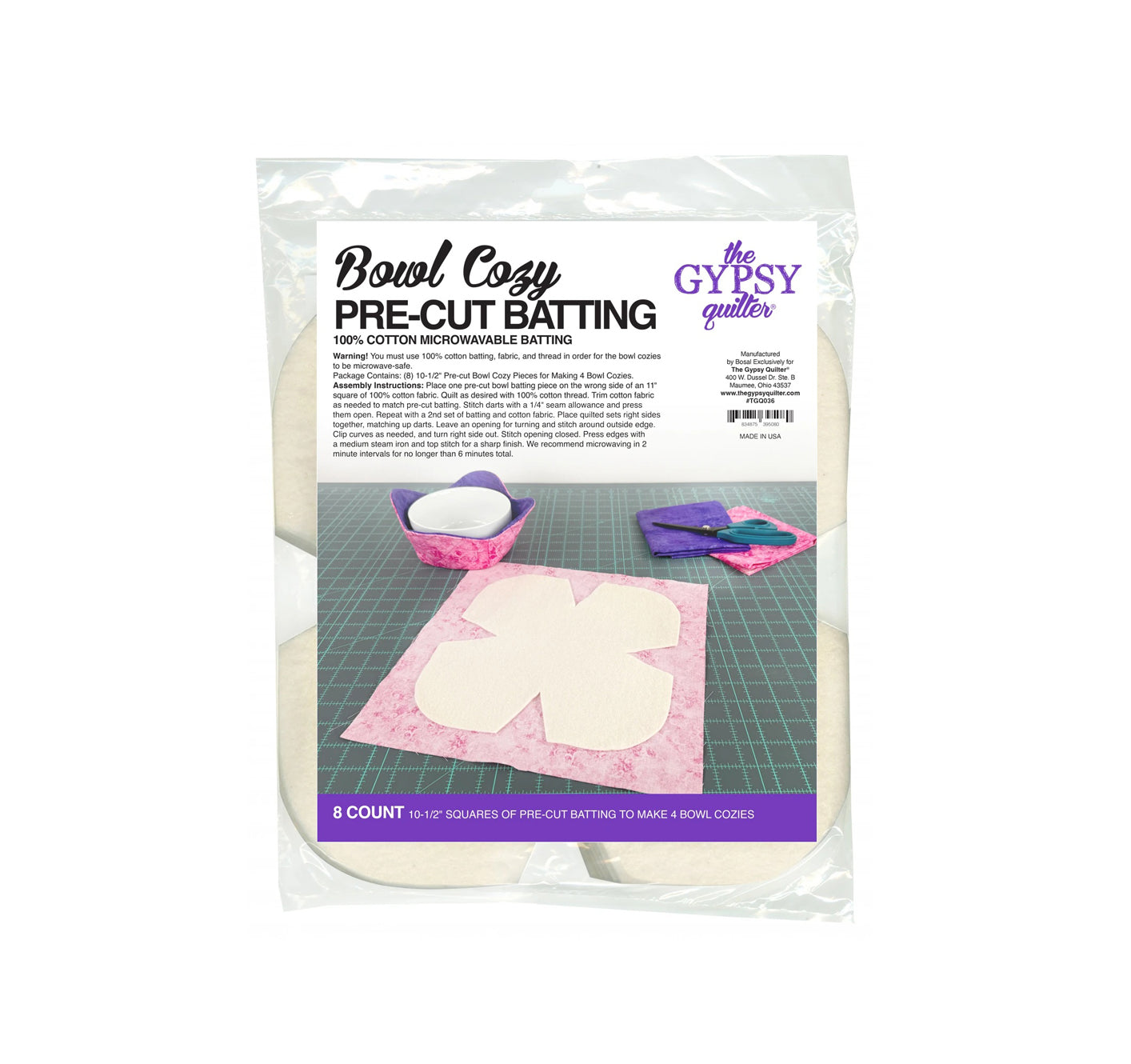Bowl Cozy Pre-cut Batting - 8ct