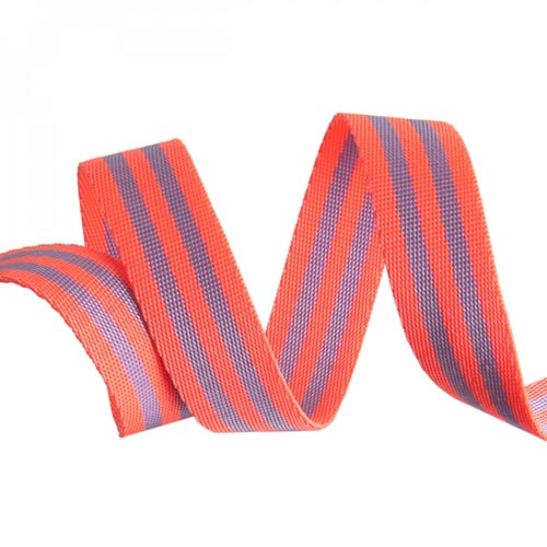 Tula Pink Webbing - 2 yards of 1 inch striped nylon - lavender & pink (coral)