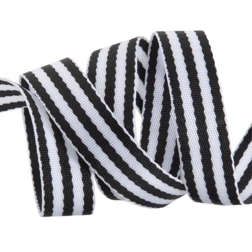 Tula Pink Webbing - 2 yards of 1 inch striped nylon - black & white