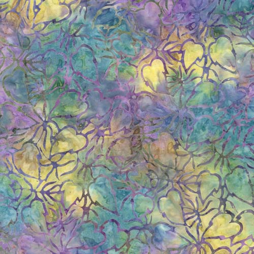 Tonga Paradise - Packed Leaves - Paradise - yellow, purple & teal
