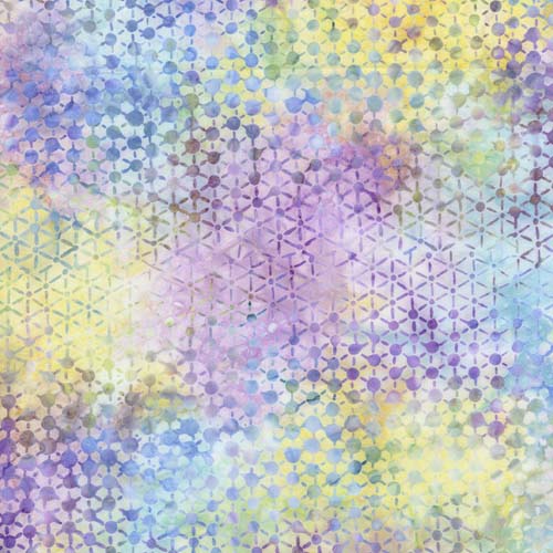 Tonga Paradise - Geo Floral Shape - Opal - purple dots on pale yellow & blue