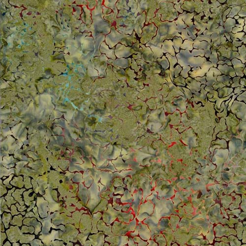 Batik -Tonga Chateau - Cracked Flowers - Vine - crackle floral look on green