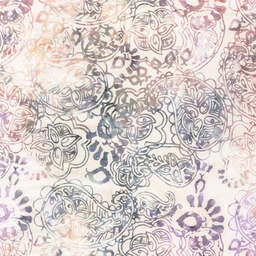 Batik - Tonga Chateau - Floral Paisley - Vanilla - purple/blue paisleys on cream