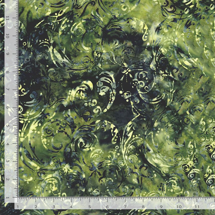 Radiant Meadow Batik - Abstract Swirl Vines - Meadow