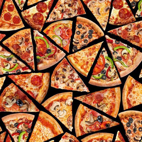 Comfort Food - Tossed Pizza Slices - Black - realistic pizza slices on black