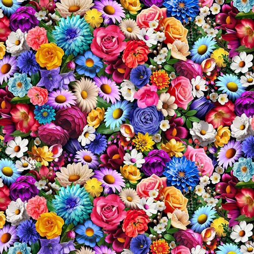 Day of the Dead - Multi Floral- Multi - colorful packed flowers