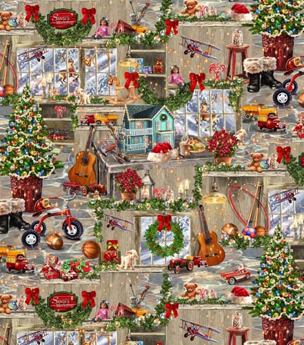 Holiday Favorites - Santa Workshop - Multi - toy workshop collage