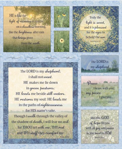 Green Pastures - 1yd. PANEL - scripture verses (2)