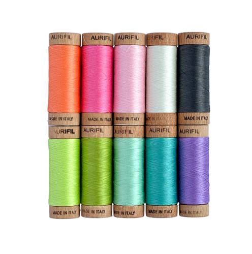 Aurifil thread - 80wt. + Neon by Tula Pink - 10 assorted colors - 80 wt. 300yds
