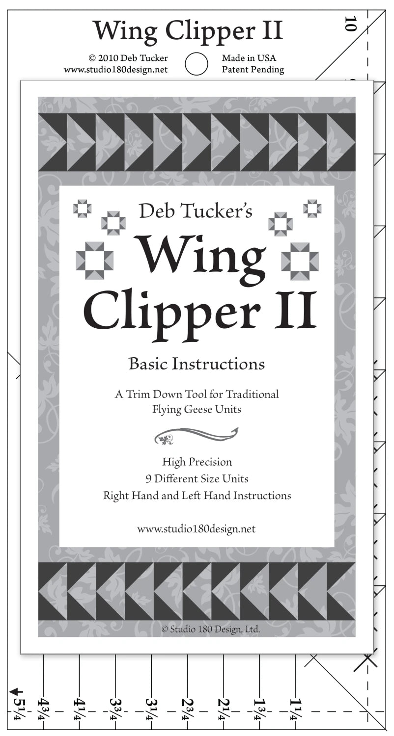 Wing Clipper II - Deb Tucker's Flying Geese ruler - 9 sizes - a trim down tool