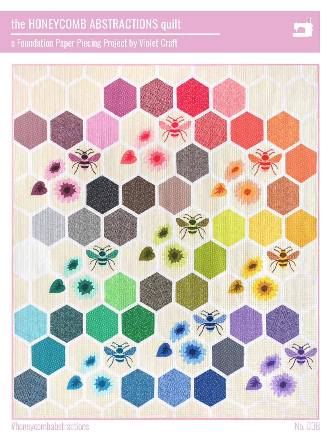 The Honeycomb Abstractions quilt pattern - Violet Craft - Foundation paper