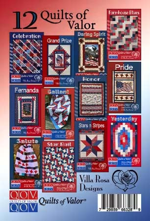 12 Quilts of Valor - 12 Villa Rosa Patterns in red, white & blue