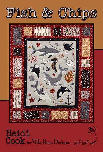 Fish and Chips - 54 x 62 quiltuses panel  by Heidi Cook for Villa Rosa Designs