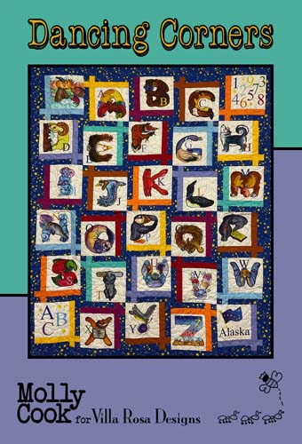 Dancing Corners - 44 x 52 - uses6.5 squares- by Molly Cook- Villa Rosa Design