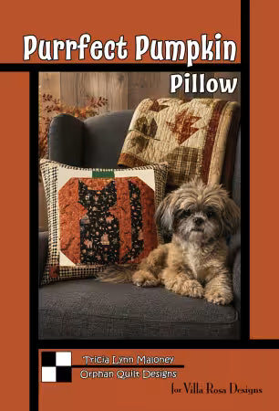 Purrfect Pumpkin pillow pattern - by Tricia Lynn Maloney Villa Rosa Designs