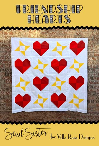 Friendship Hearts - 58 x 58 hearts & stars by Sewl Sister for Villa Rosa Designs