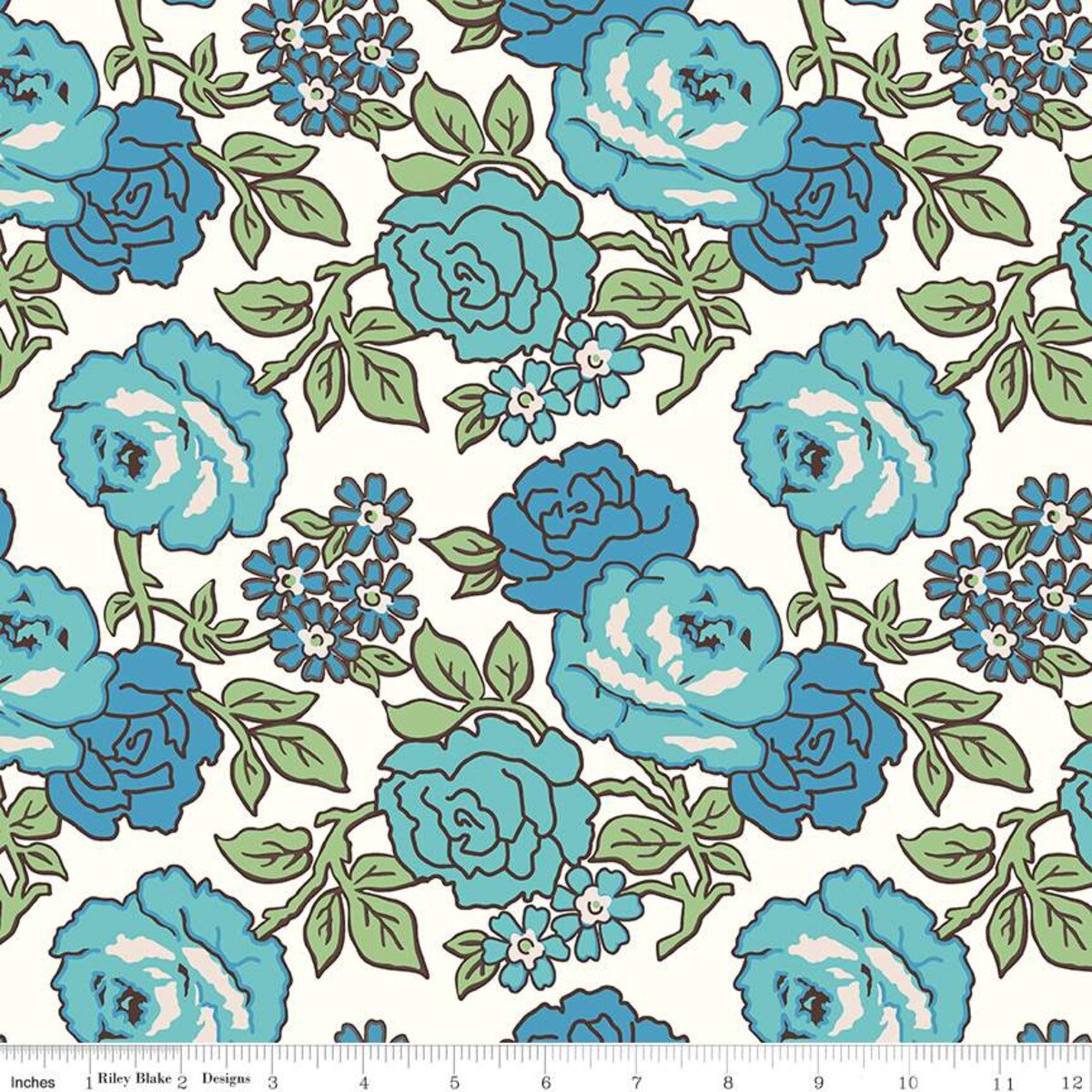 108" Wide Back - Flea Market - Roses - Blue