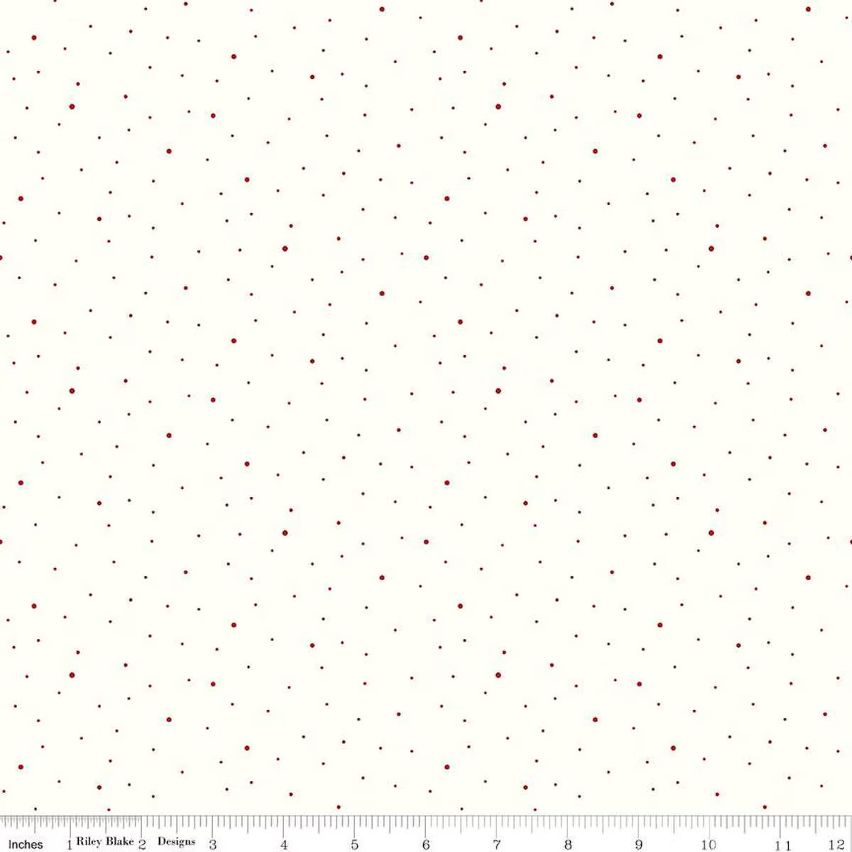 108" Wide Back - Dapple Dot Barn Red scattered dots on Off White