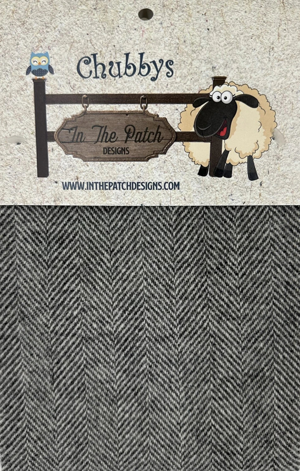 In the Patch Design-Chubbys-16 x 16 Grey Herringbone-Felted wool Ready to Use