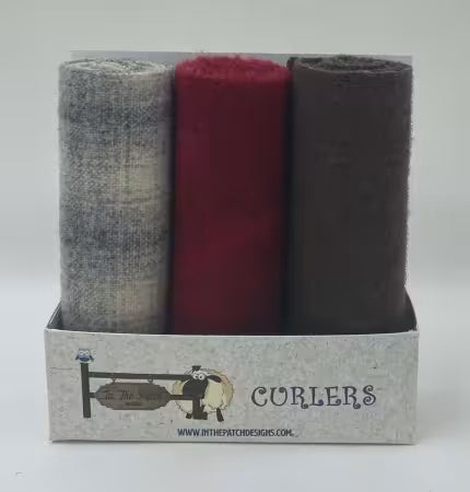 Wool Curlers - 4"x16" - Formals - 3ct - red, gray & plaid