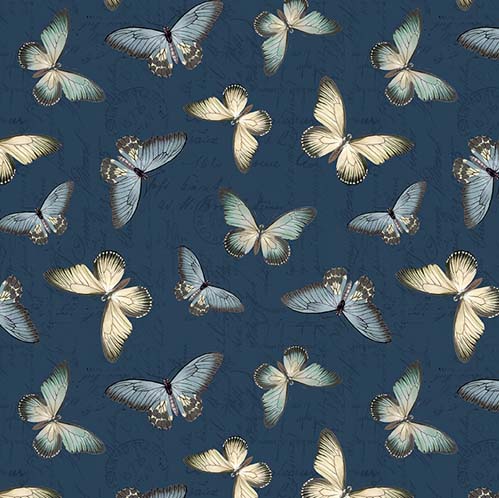 Garden Grace - Butterfly - Navy - butterflies tossed on dark blue